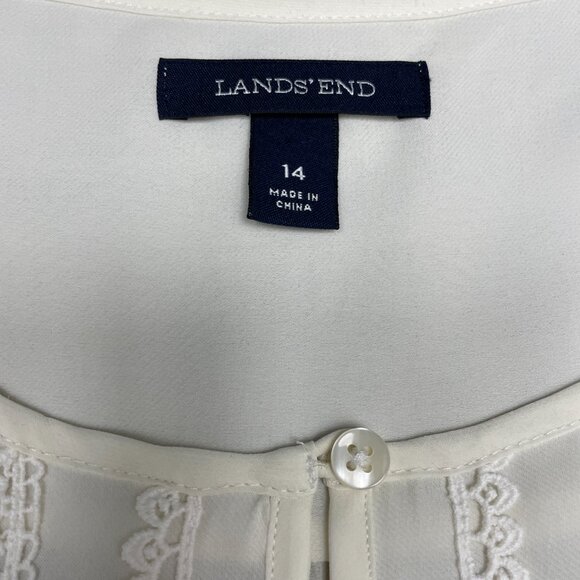 Women's LANDS' END Long Sleeve Blouse with Lace- Size 14 - Picture 6 of 10